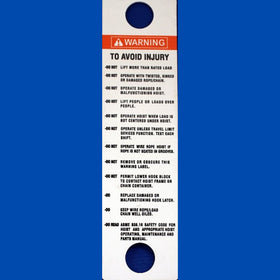 81704 CM Hoist Warning Tag 626-99