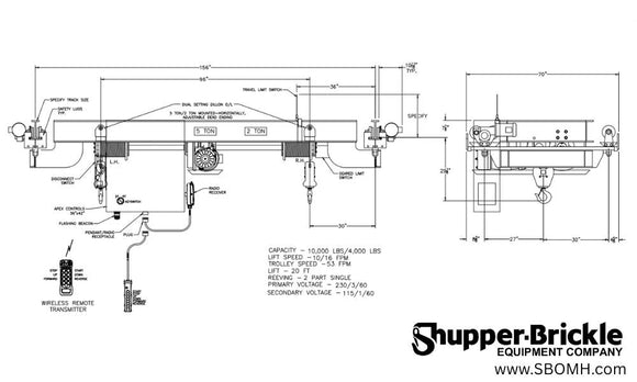 The Combination Hoist by Shupper-Brickle offers two capacities in one, high quality hoisting unit.