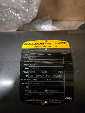 Baldor Electric Motor (Leftover) - 1.5 / 0.5 HP - 3 Phase - 0