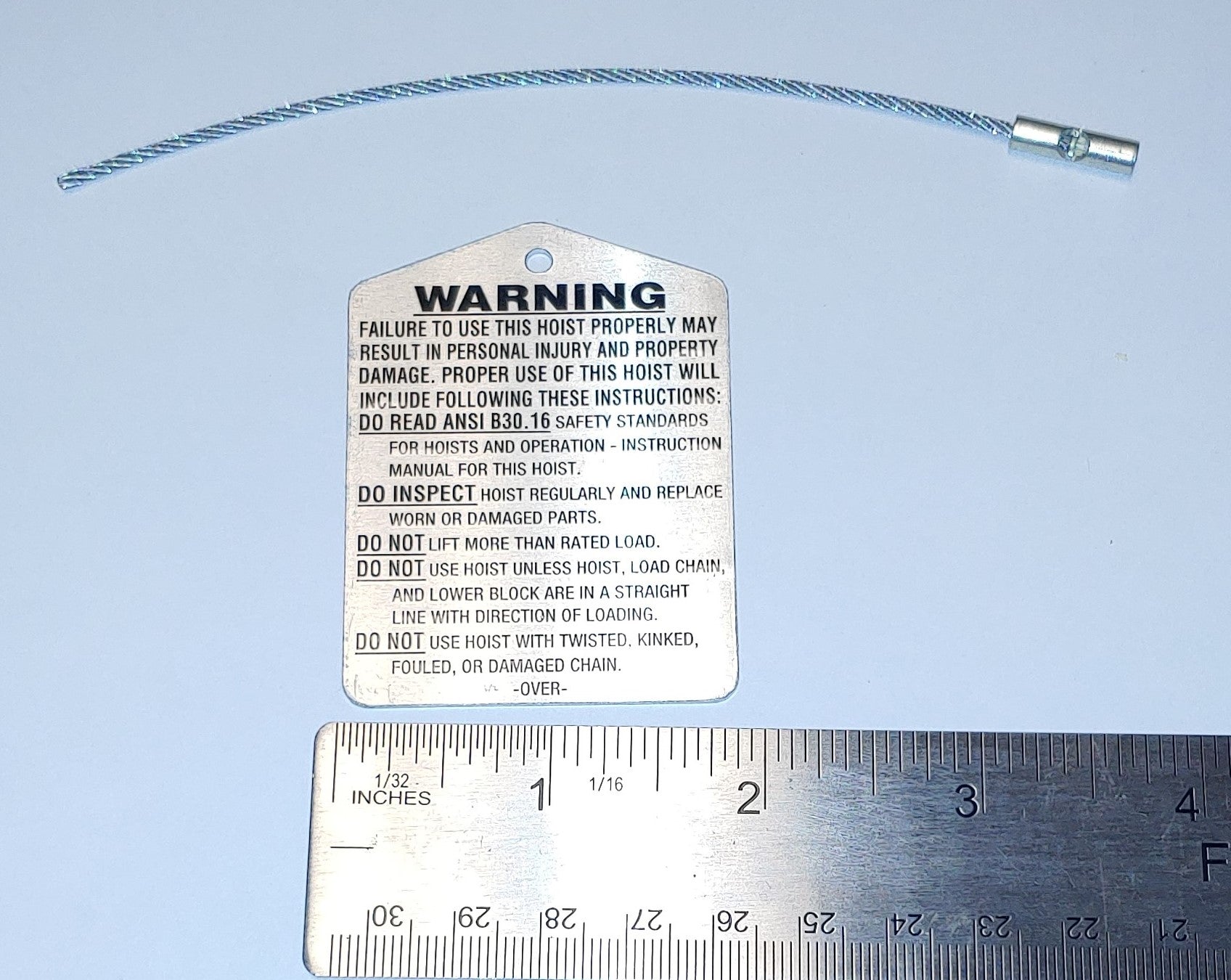 OSHA Chain Hoist Warning Tag | 22688301 Budget Hoist Safety Tag