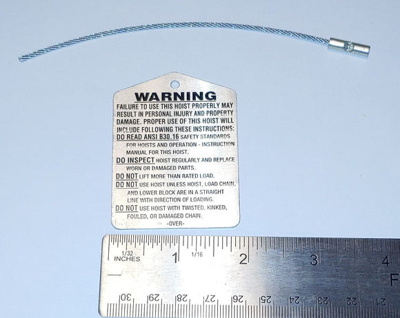22688301 HOIST WARNING TAG