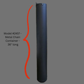 Actual model 2457 - a 36" long metal chain container, designed to hold up to 20 feet of hoist chain.