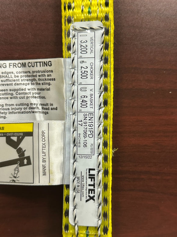 Liftex Endless Sling ID tag - 17" x 1" - Made in the USA