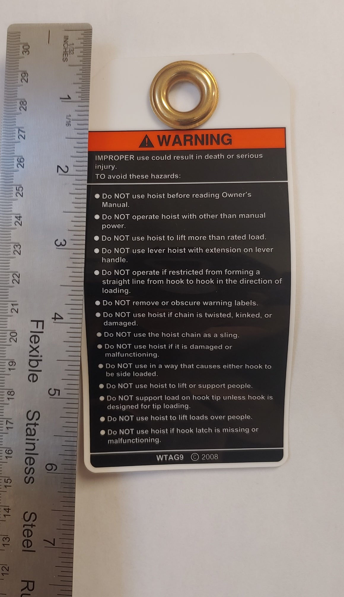 OSHA Safety Tags | Hoist Warning Labels | Overhead Hoist Parts & Tags ...