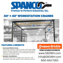 Spanco Workstation Crane: 40' x 40" for freestanding unit for maximized work area. Contact Shupper-Brickle Equipment, your authorized Spanco distributor.