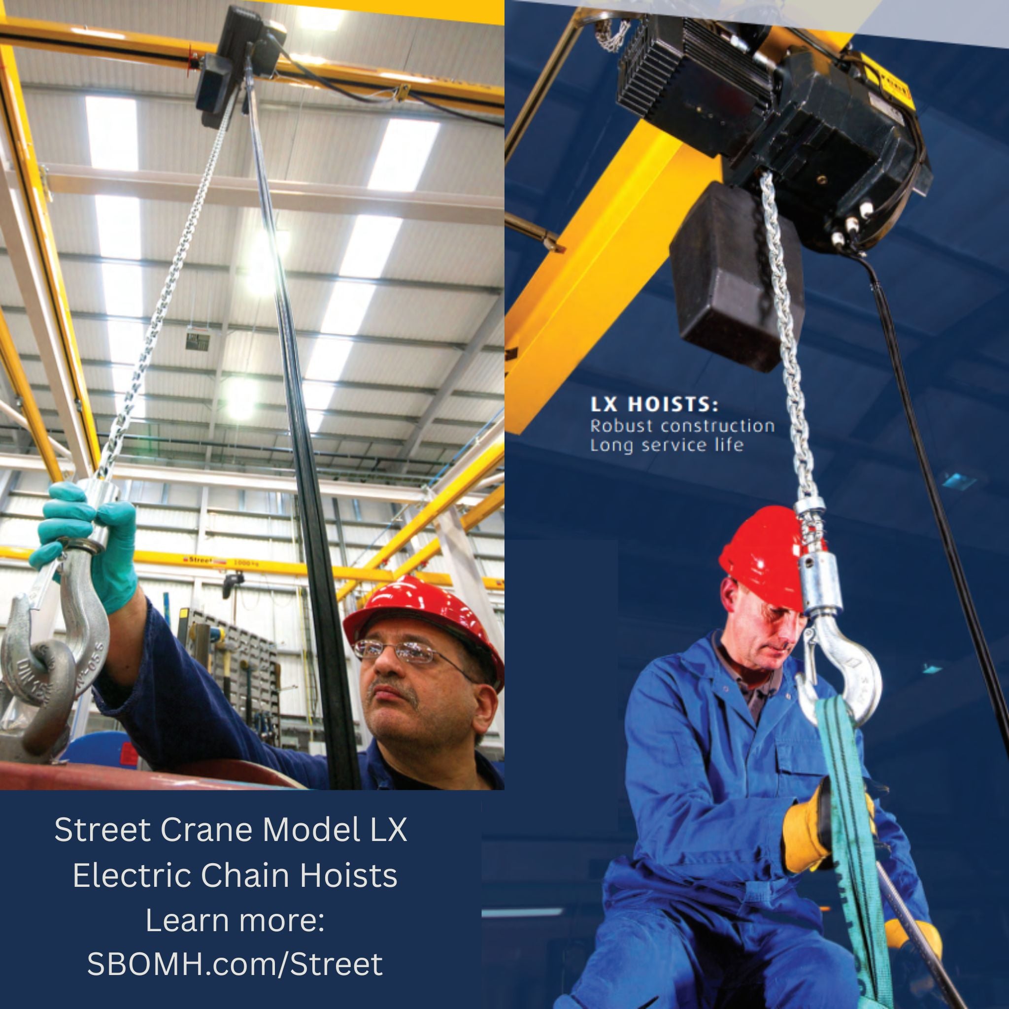 LX Electric Chain Hoists by Street Crane offer excellent pricing and quick shipping FOB Charleston, SC. Contact Shupper-Brickle Equipment at SBOMH.com to learn more!