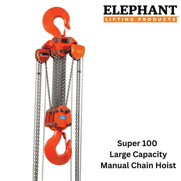 Manual Chain Hoists for large capacities such as 50 Tons - a quality imported product by Elephant Lifting, made in Japan and stock in the state of LA for easy distribution.