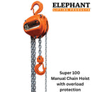 Elepahnt Lifting Products Super 100 Manual Chain Hoist with standard overload proteciton