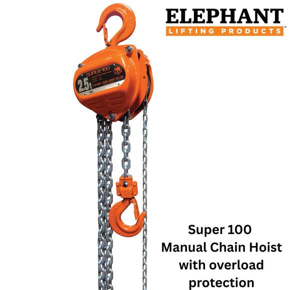 Elepahnt Lifting Products Super 100 Manual Chain Hoist with standard overload proteciton