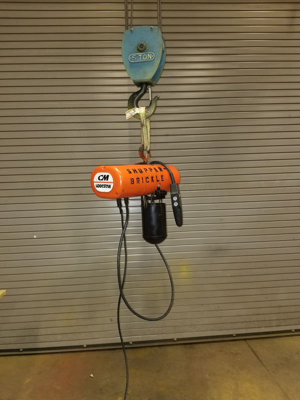 CM Industrial Lodestar hoist, USED CONDITION, 1/4T capacity, 10 ft lift, 230/460V, 32 FPM, Model C