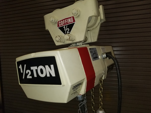 Coffing EC1 hoist, LIKE NEW CONDITION, 1/2T capacity, 12 ft lift, 230/46V, 16 FPM, Model #ECT1016-3