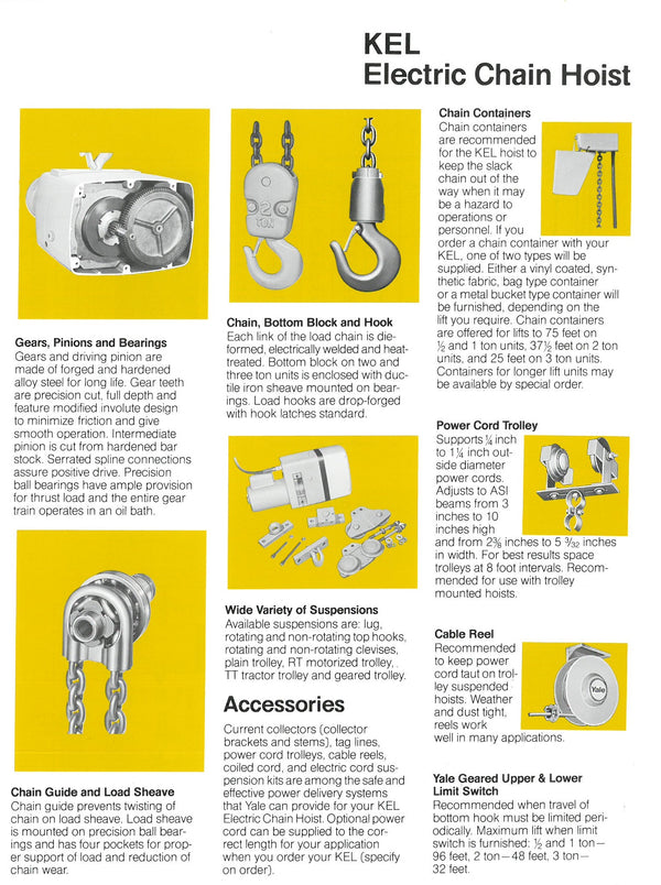 Yale Hoists KEL and KAL Obsolete Repair Parts