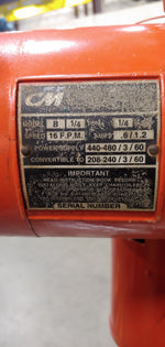 CM Industrial Lodestar Hoist, Model B , USED CONDITION, 1/4 Ton Cap, 10 FT Lift, 230/460
