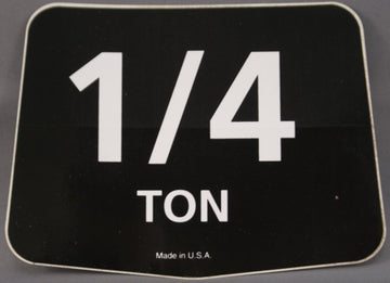 JL675-2 CAPACITY LABEL 1/4T- Discontinued Part, Limited Quantity in stock
