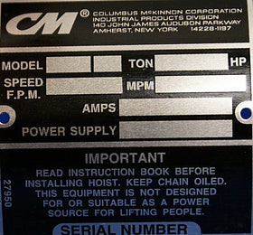 CM Hoist 27950